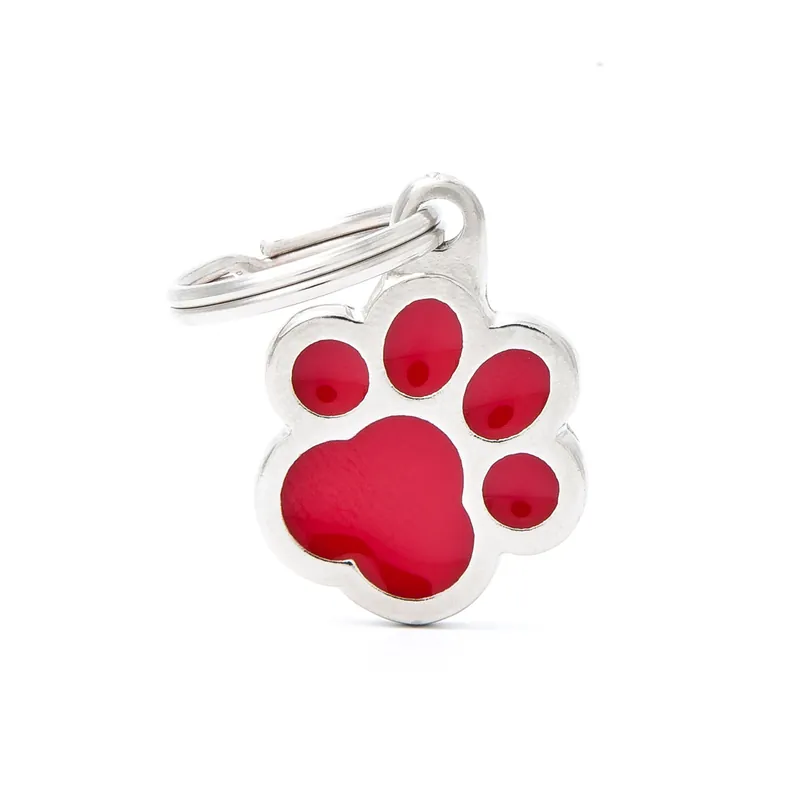 Knallerangebot MY FAMILY Classic Pawprint Tag rot Hundemarke
